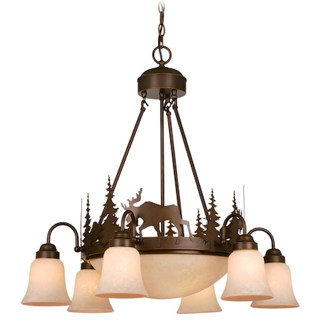 Vaxcel Yellowstone 9 Light Bronze Rustic Moose Chandelier CH55606BBZ