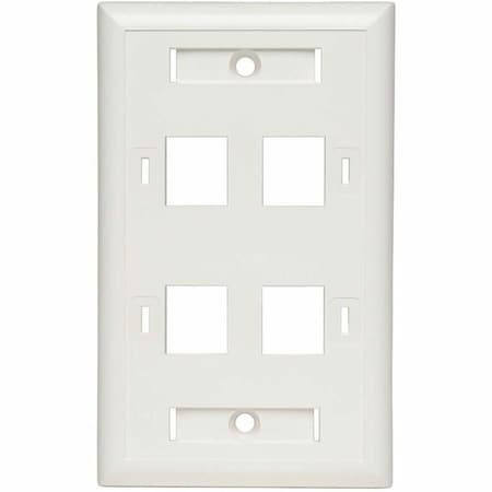 Eaton Tripp Lite Series 4-Port Keystone Faceplate, Single Gang, ID Labels, White, TAA N042-001-04-WH