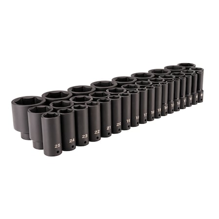Tekton 1/2 Inch Drive Deep 6-Point Impact Socket Set, 39-Piece (8 - 50 mm) SID92011