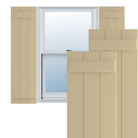 Ekena Millwork True Fit PVC, Three Board Joined Board-n-Batten Shutters, Natural Twine, 16 1/8W x 53H, PR TFP101BBF16X053NT