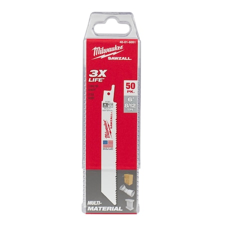 Milwaukee Tool 6" 8/12 TPI SAWZALL Blades (50 Pk) 48-01-6091