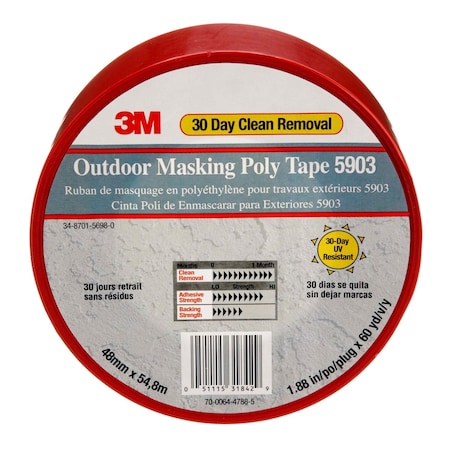 3M Painter's Tape, 1 7/8 in W x 59 yd L, 7.5 mil Thick, Red, Rubber Adhesive 5903