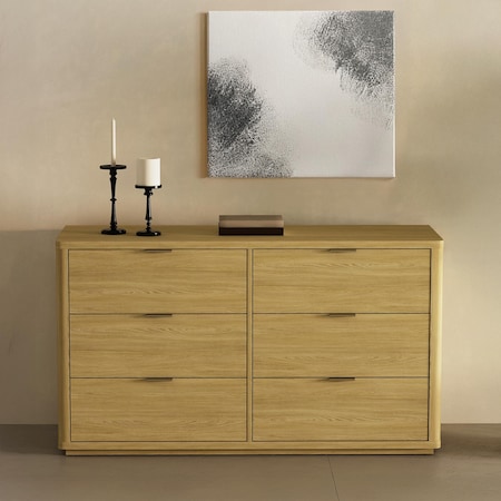 Manhattan Comfort Evalyn 60in Dresser in Natural (6-Drawer) DR1607-1