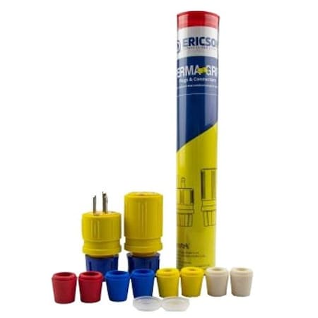 Ericson Straight Blade Plug, 15 A, Yellow 1447PP