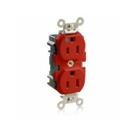 Leviton Straight Blade Receptacle, 5-15R, 15 A, 125V AC, Surface Mount, Self-Grounded M8200-SGR