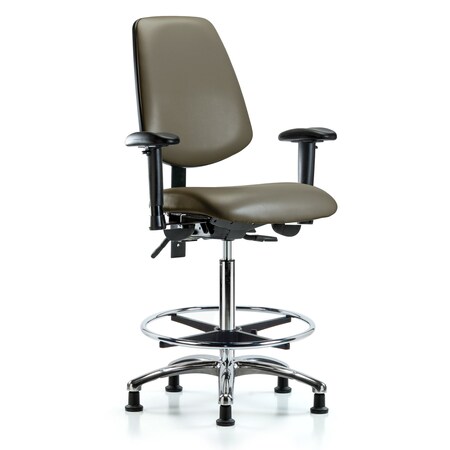 Blue Ridge Ergonomics Vinyl Chair, Vinyl, Adjustable Arms BR-VHBCH-MB-CR-T1-A1-CF-RG-8809