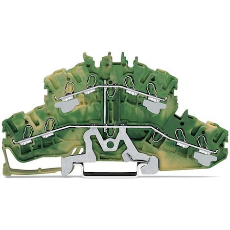 Wago Terminal Block, 4.13" L, Green; Yellow 2002-2407