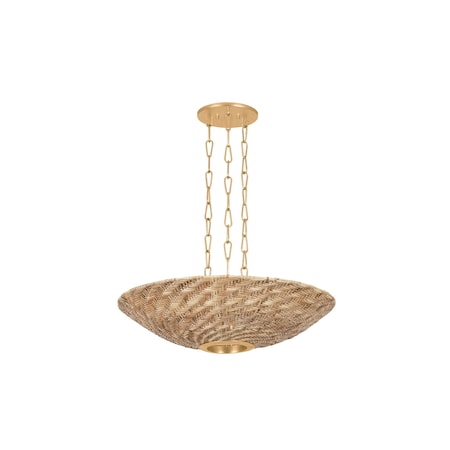 Troy Lighting Ollie 28in wide 3 Light Pendant in Vintage Gold Leaf F1528-VGL
