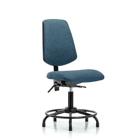 Blue Ridge Ergonomics Desk Chair Fab Desk Chair, Med, Bk, RT, Glides, Blu, No Arms, 19" to 24" Height, Fabric, Blue BR-FDHCH-MB-RT-T0-A0-RG-F43