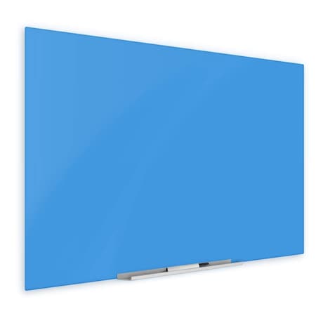 Fab Glass And Mirror Glass Dry Erase Board 48in x60in, Blue Surface with Eased Corners, Frameless Glass Board for Wall GBZ48x60-SB606
