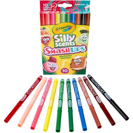 Crayola Silly Scents Smash Ups Slim Washable Scented Markers, 10 Colors, 60PK 588275