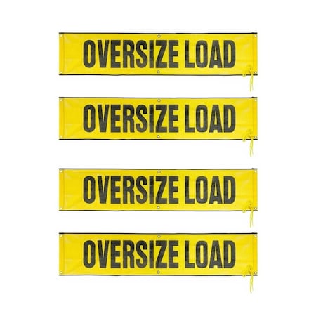 Mytee Products 18in x 84in Oversize Load Sign Grommets & Rope - Mesh Wide Oversized Load Banner, 4PK WLS-Mx4