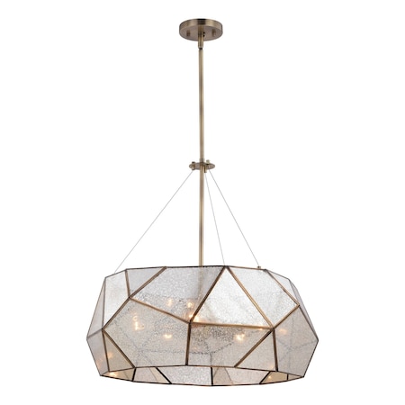 Vaxcel Euclid 5L Brass Mid-Century Modern Pendant Light Mercury Glass P0318