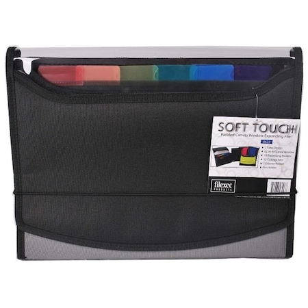 Filexec Soft Touch Padded Canvas Window Expanding File, 13 Pockets, Black FI128864