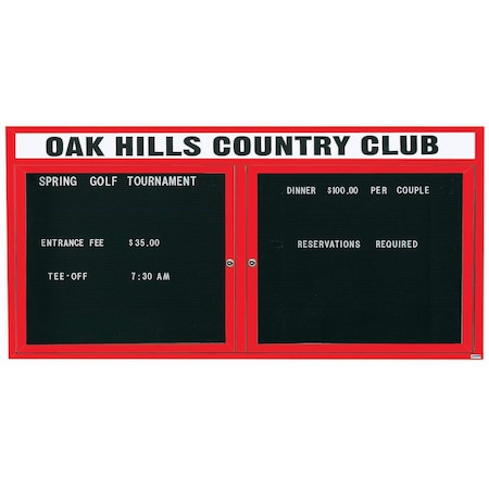 Aarco Outdoor Enclosed Directory w/ Al Frame Header, Powder Coated Red, 36''Hx72''W OADC3672HR