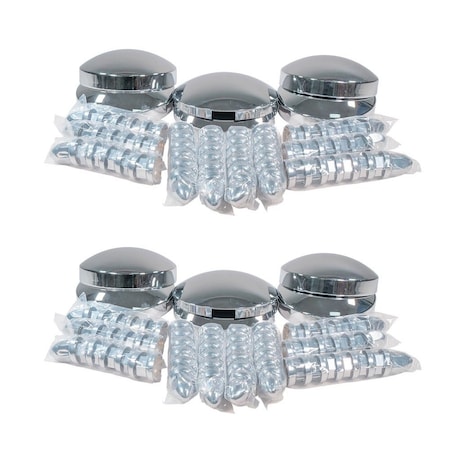 Mytee Products ABS Plastic Chrome Push-On Lug Nut Cover & Steel Hub Cap Set 33mm 2inH Nut Covers, 2PK LNC-SETx2