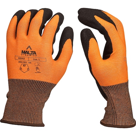 Malta Dynamics Safety Work Gloves-12 Pk. Nitrile Coated Ultra-Thin Mens Work Gloves with Cut Level 2, (Large) G8002