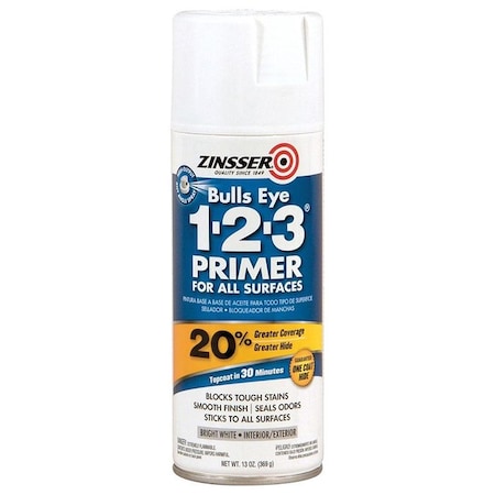 Zinsser Bulls Eye 1-2-3 13 Oz Zinsser 02008 White Zinsser, Bulls Eye 1-2-3 Water-Based Stain Blocking Primer/Sealer 2008