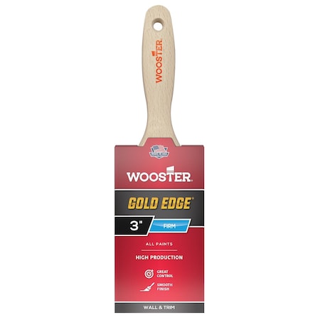 Wooster 3" Varnish Soft, Gold CT Polyester Bristle, Paint Brush, Wood Handle 5232-3