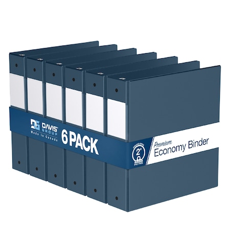 Davis Group Premium Economy, Round Ring, Binder, (Navy Blue, 2"), PK6 2313-72-06