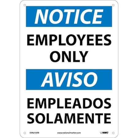 Nmc Notice Employees Only Sign - Bilingual, ESN215RB ESN215RB