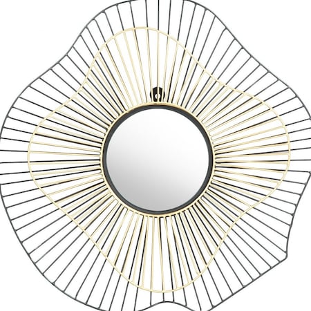 Homeroots 22" Black Abstract Metal Framed Accent Mirror 391652
