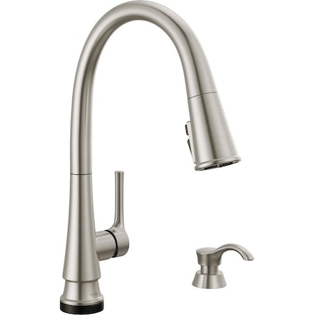 Delta Corwin Pull-Down Kitchen Faucet, 1.8 gpm, 1-Handle, 1, 3-Faucet Hole 19856TZ-SPSD-DST