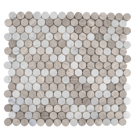 Apollo Tile 11x12 Wooden Grey, Eastern White Marble Polished Floor and Wall Mosaic Tile 4.83 sqft/case, 5PK APLSV88P15A