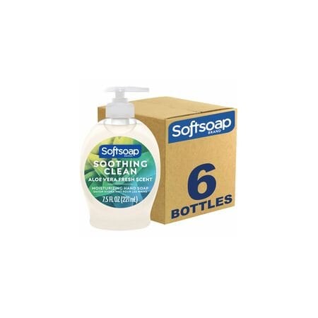 Softsoap Soothing Liquid Hand Soap Pump, Aloe Vera Scent, 7.50 fl oz, Pump Bottle Dispenser, Bacteria, 6PK US04968A