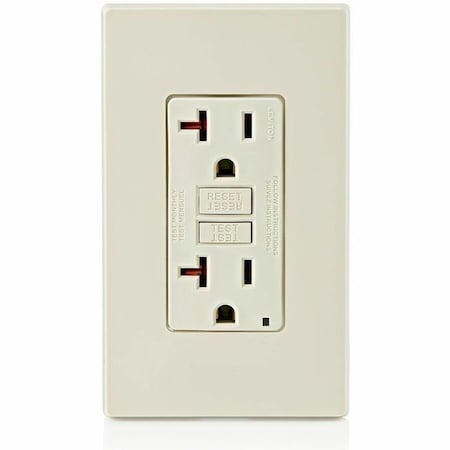 Leviton GFIRcptcl, 20A, 125VAC, Almnd, Polycarb GFNT2-T