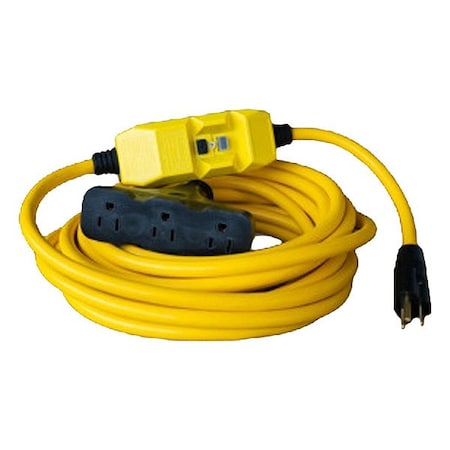 Southwire GFCI, Yellow, 25 ft, 3 Outlet, 12 AWG 26020147-2