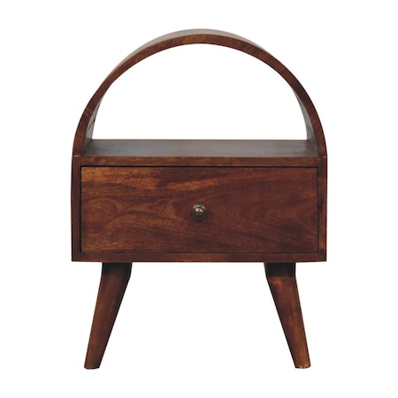 Homeroots 24" Chestnut Solid Wood Oval Top One Drawer Nightstand 651601