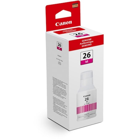 Canon GI-26 Pigment Color Ink Bottle, Inkjet, Pink, 14000 Pages, 132 mL, High Yield 4422C001
