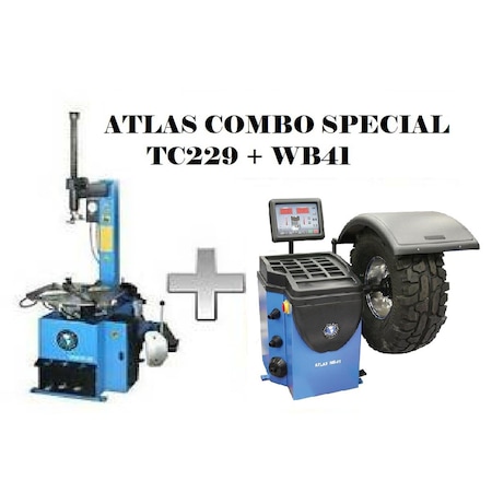 Atlas Automotive Equipment Tc229 Rim Clamp Tire Changer + Wb41 Wheel Balancer Combo Package TCWB-COMBO5-FPD