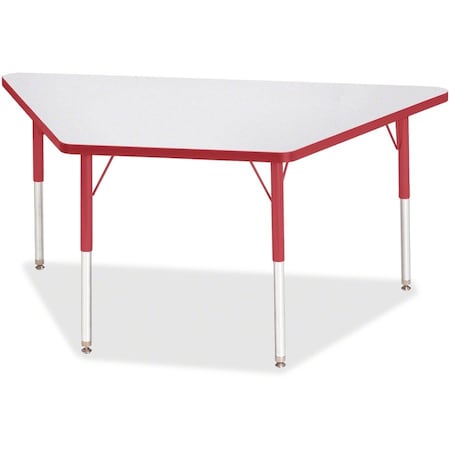 Jonti-Craft Berries Trapezoid Activity Tables, 30 in. x 60 in., A-height, Freckled Gray/Red/Gray 6443JCA008