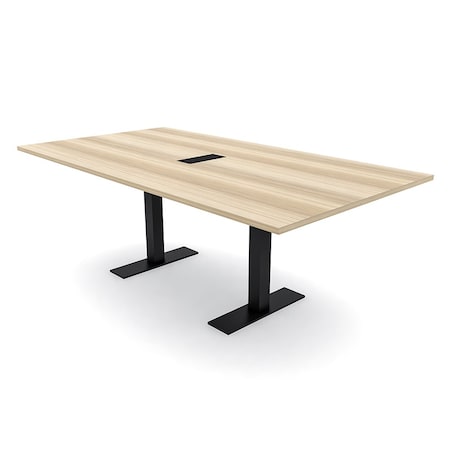 Skutchi Designs 7ft Conference Table With Power Unit | 6 Person Modular Rectangular Meeting Table | Harmony Series HAR-REC-48x84-T.BK-K525-EBLK
