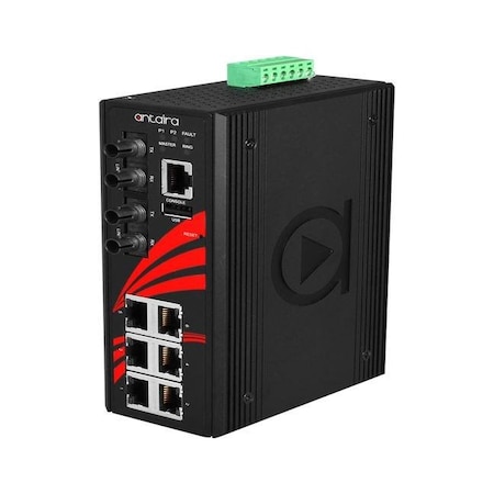 Antaira 8-Port Industrial Light Layer 3 Managed Ethernet Switch, w/6*10/100Tx Port LMX-0802-ST-M-T