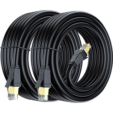 Maximm 25ft Cat8 Ethernet Cable with Gold-Plated RJ45 Connector, 2PK, Black, 2PK CAT8-25FT-SR-BK-2PK