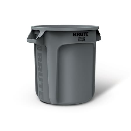 Rubbermaid Commercial BRUTE 10 gal Round Heavy Duty Plastic Can, Gray, None, Plastic, Not Applicable FG261000GRAY