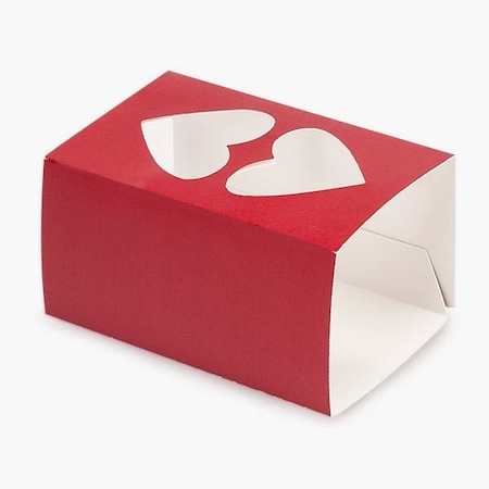 Nashville Wraps Red Macaron Cookie Box Sleeve, Heart Window, 3.75x2.5x2, 50PK MCSMHR