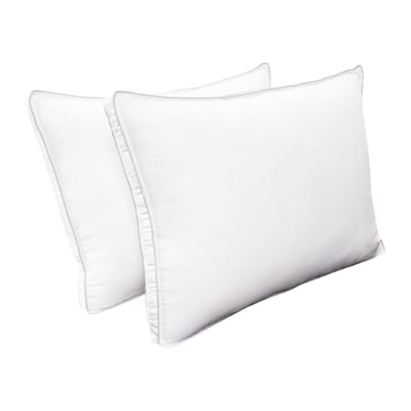 Homeroots Set of Two Microfiber Down Alternative Medium Hypoallergenic Queen Size Bed Pillows 526443
