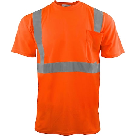 Ironwear Class 2 Hi Vis Reflective Short Sleeve Safety Shirt with Chest Pocket, Orange, 2X-Large 1805-O-2X