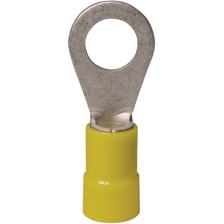 Gardner Bender 12 to 10 AWG No.12 to 1/4'' Stud Size Yellow Vinyl-Insulated Barrel Ring Terminal, 14PK 20-107