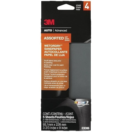 Bondo Sandpaper W/D Asst 3-2/3X9In 03006