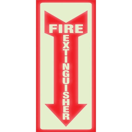 U.S. Stamp & Sign Glow In The Dark inFire Extinguisherin Sign, 4in X 13in, Red/White 4793