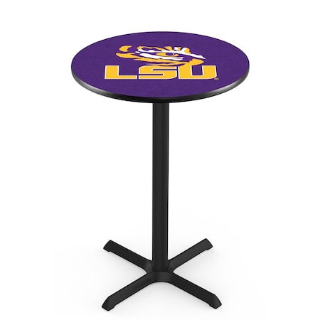 Holland Bar Stool Co 42" Blk Wrinkle Louisiana State Pub Table, 36" dia. Top L211B4236LaStUn