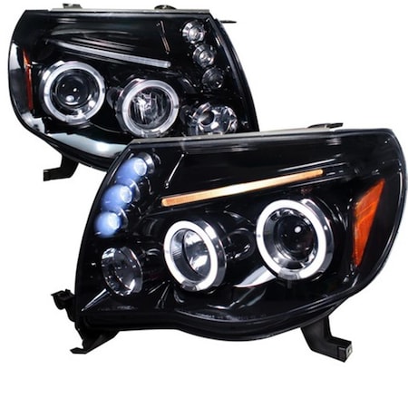 Overtime Halo LED Projector Headlights for 05 to 11 Toyota Tacoma, Smoke - 16 x 18 x 22 in. OV126230