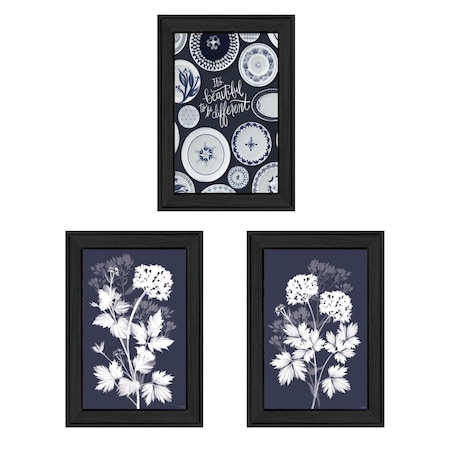Homeroots Set Of Three Its Beautiful to Be Different Black Framed Print Wall Art, 3PK 408186