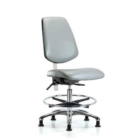 Blue Ridge Ergonomics Clean Room Chair Vin Med Ben Chair, Med, Bk, Dov, CL100, No Arms, 22" to 29" Height, Vinyl, Dove BR-NCR-VMBCH-MB-CR-T1-A0-CF-RG-8567