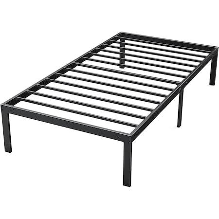 Simple Deluxe Twin Size Bed Frame, 14 Inch Platform Bed No Box Spring Needed, Sturdy Metal Bed Frame Twin Size, S 3A88FNBFRATWIN14BLK